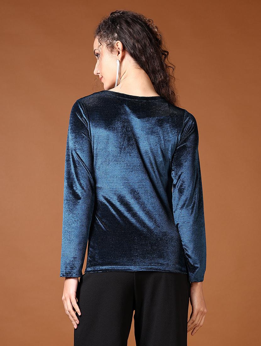 women solid v-neck top - 21642615 - Standard Image - 3