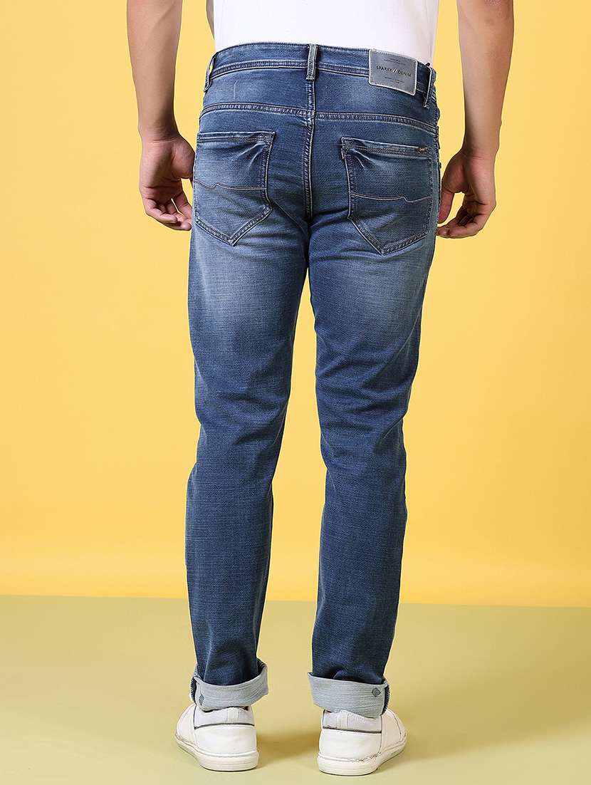 men washed mid rise denim jeans - 21642616 -  Standard Image - 3
