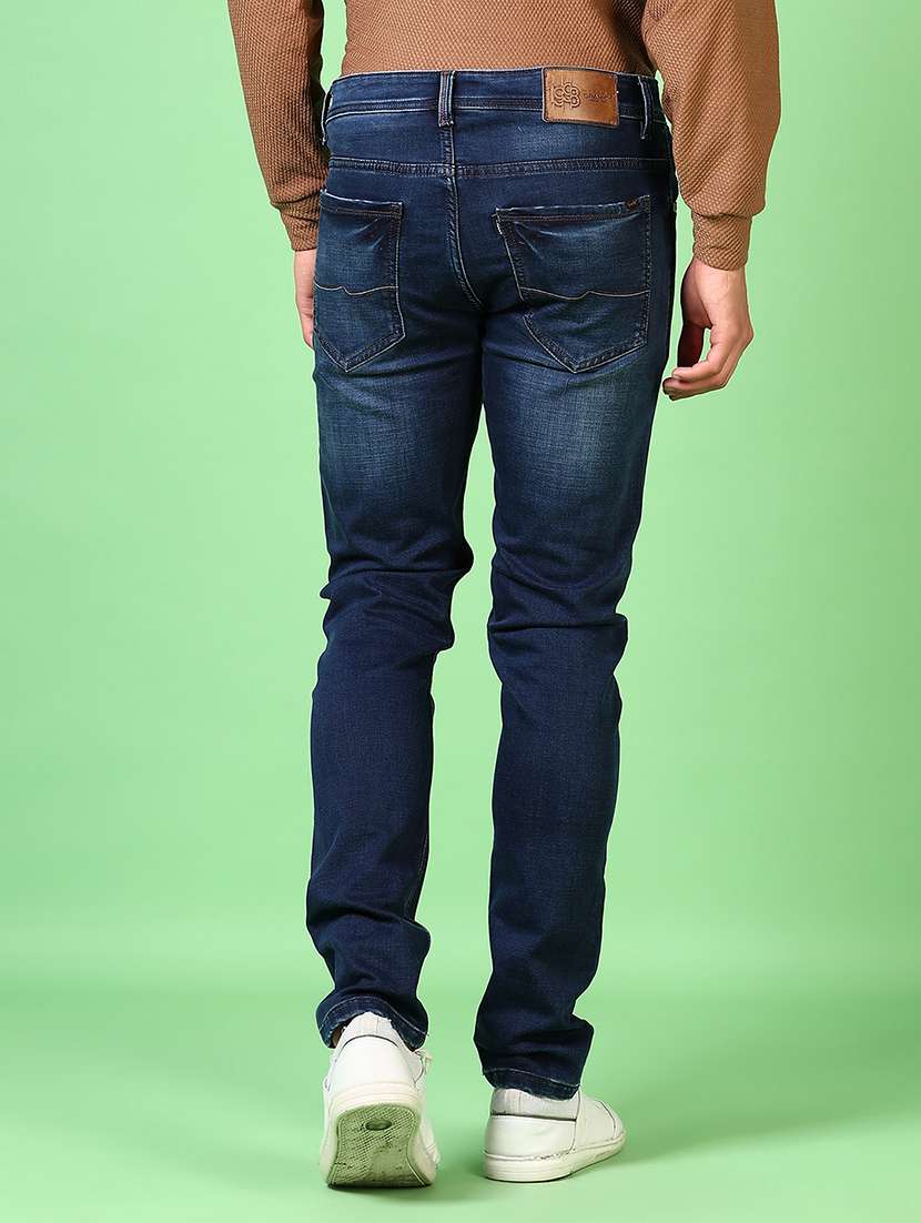 men mid rise plain slim fit jeans - 21642617 -  Standard Image - 3