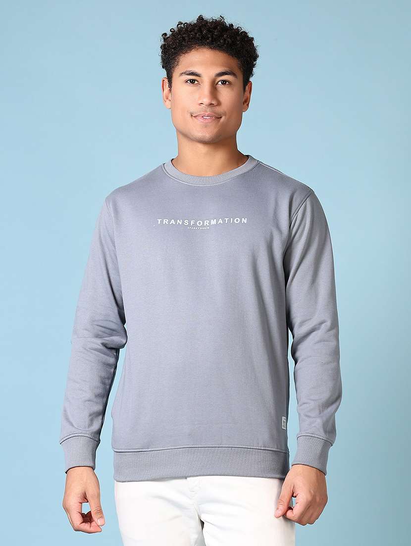men long sleeves chest print sweatshirt - 21642637 -  Zoom Image - 0