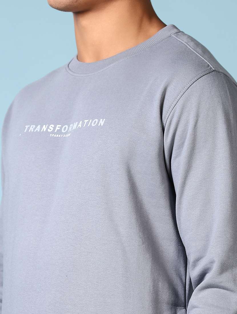 men long sleeves chest print sweatshirt - 21642637 -  Standard Image - 5