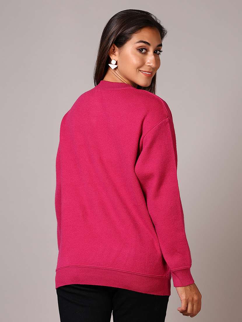 women solid long sleeve pullover - 21642659 -  Standard Image - 3