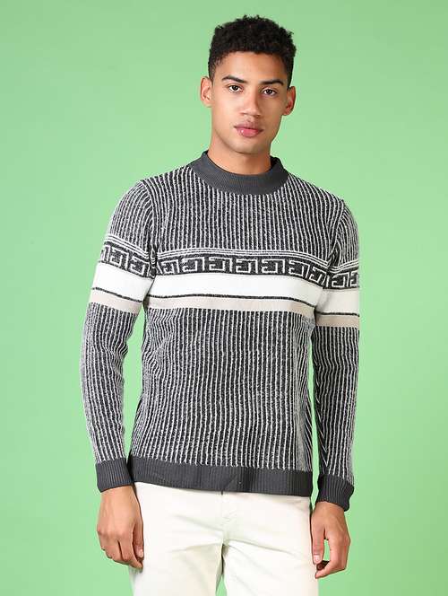 men long sleeves self design pullovers - 21642663 -  Standard Image - 0