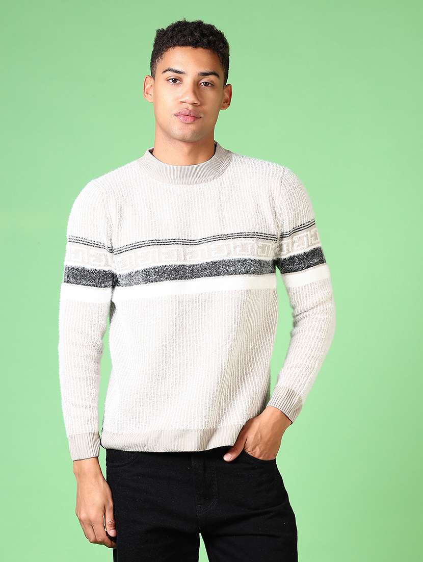 men long sleeves color block pullover - 21642664 -  Zoom Image - 0