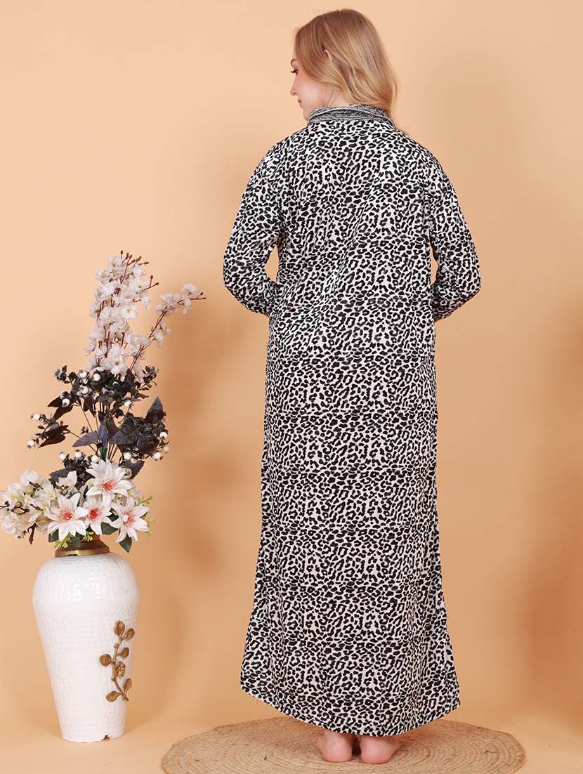 women printed long sleeves nighty - 21643081 -  Standard Image - 3