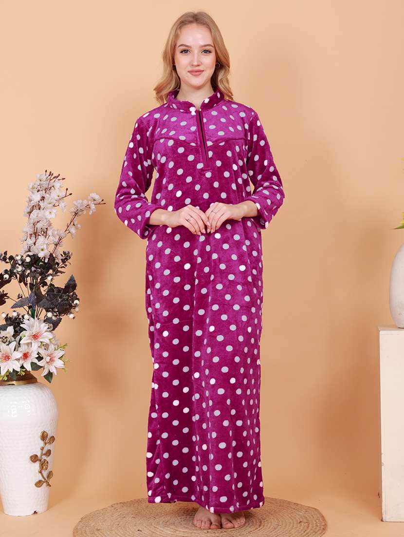 women printed long sleeves nighty - 21643088 - Zoom Image - 0