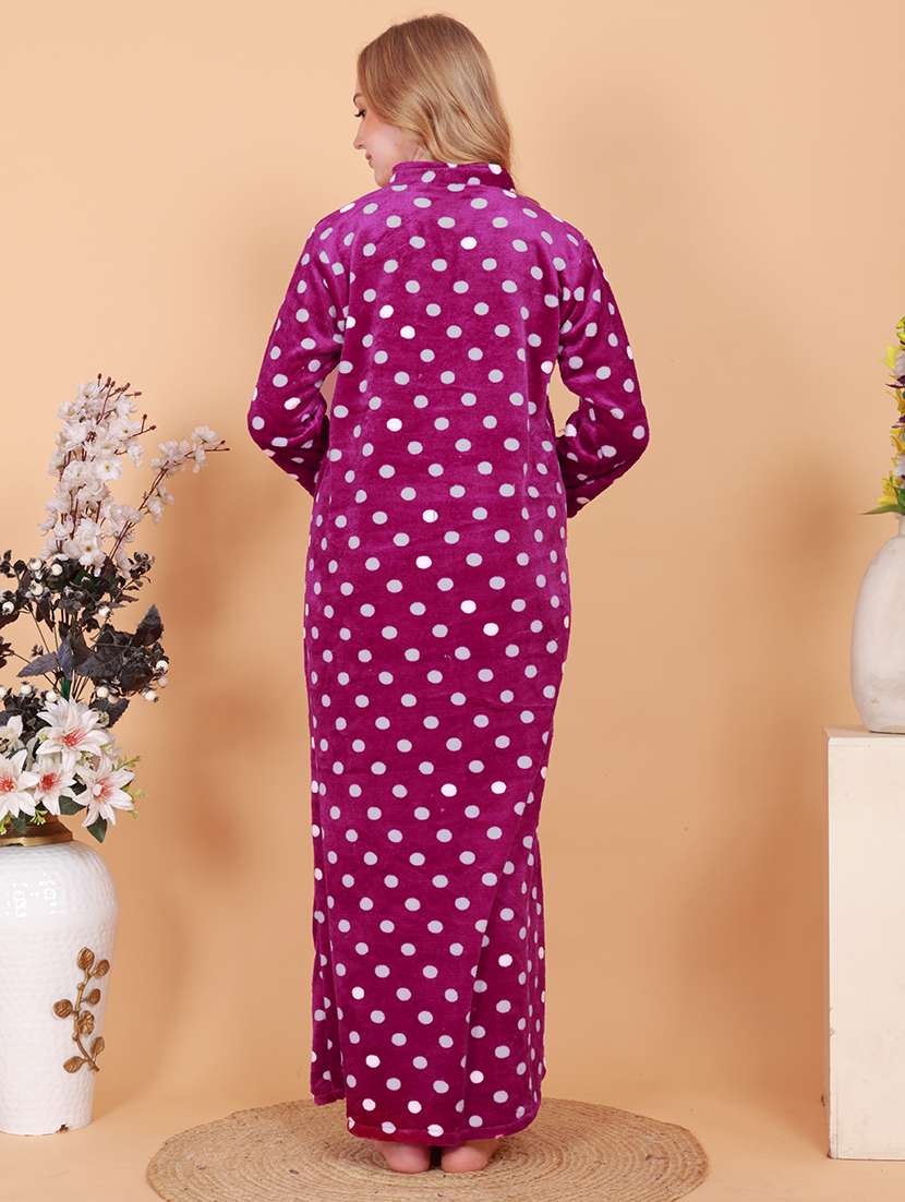 women printed long sleeves nighty - 21643088 - Standard Image - 3