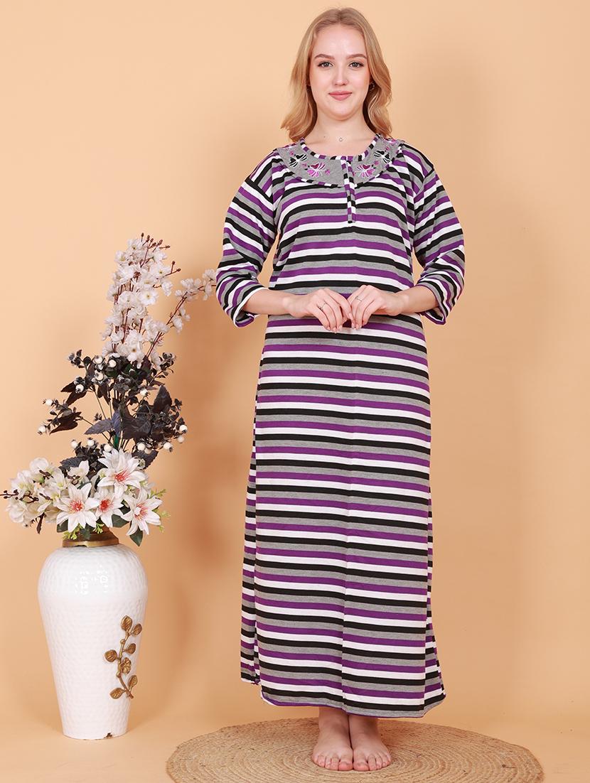 women printed long sleeves nighty - 21643090 - Zoom Image - 0