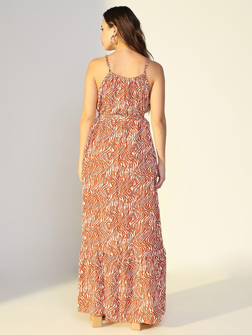 women printed shoulder starp tiered dress - 21643108 - Standard Image - 3