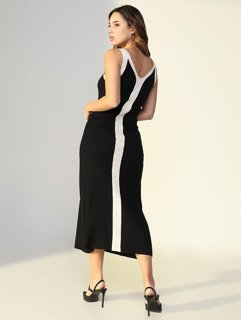 women color blocked shoulder strap sheath dress - 21643109 - Standard Image - 3