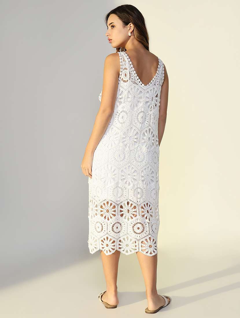 women crochet detailed sleeveless a-line dress - 21643116 -  Standard Image - 3