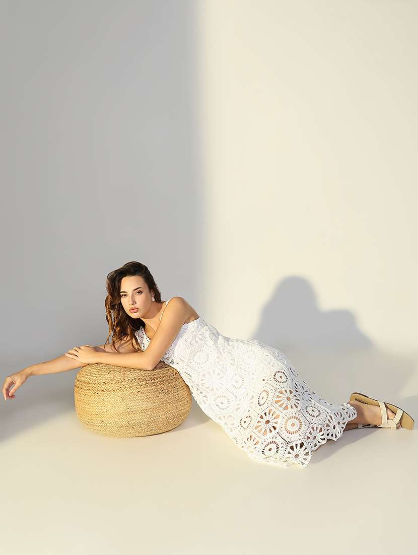 women crochet detailed sleeveless a-line dress - 21643116 -  Standard Image - 5