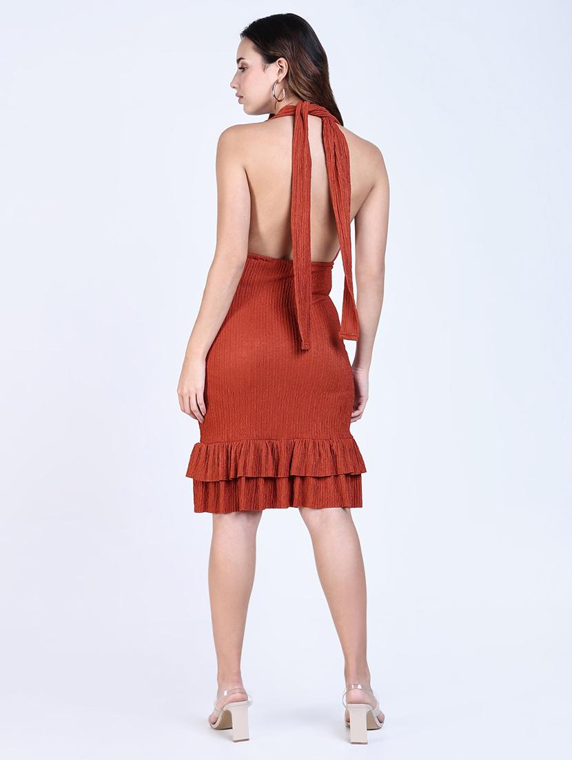 women solid halter neck backless dress - 21643121 - Standard Image - 3