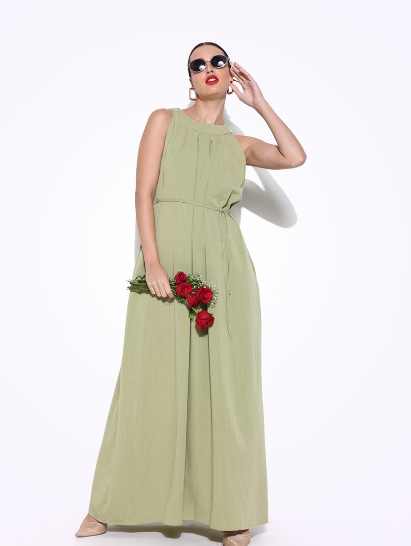 women solid halter neck a-line dress - 21643132 - Standard Image - 5