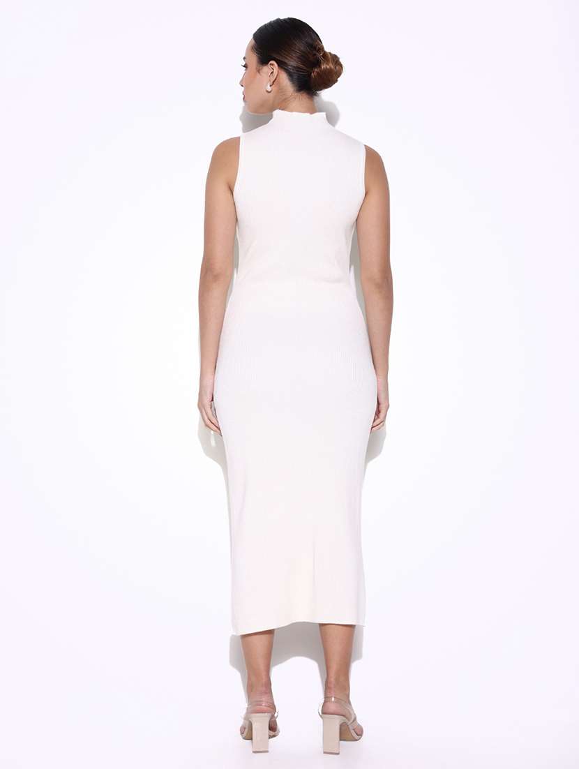 women solid high slit bodycon dress - 21643133 - Standard Image - 3