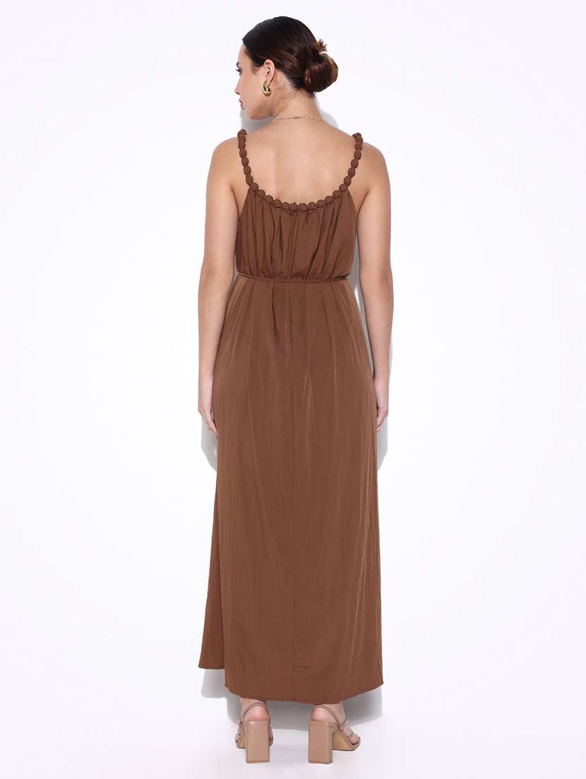 women solid shoulder strap fit & flare dress - 21643143 - Standard Image - 3