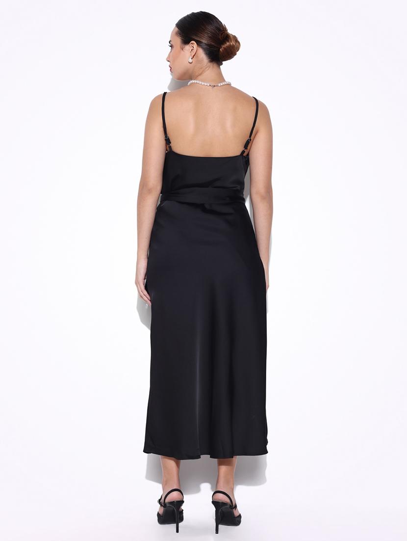 women solid cowl neck a-line dress - 21643145 - Standard Image - 3