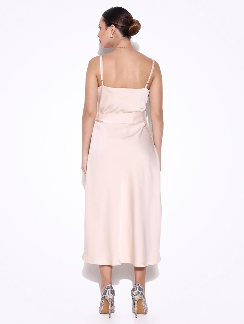 women solid cowl neck a-line dress - 21643148 - Standard Image - 3