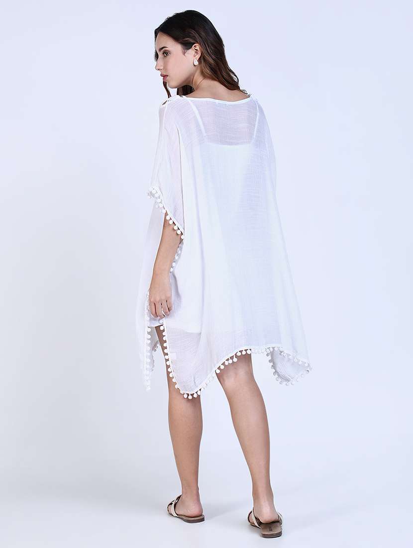 women solid lace detailed kaftan dresss - 21643159 -  Standard Image - 3