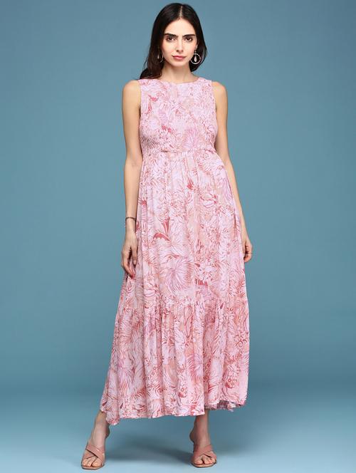 women printed sleeveless tiered dress - 21643161 - Standard Image - 0