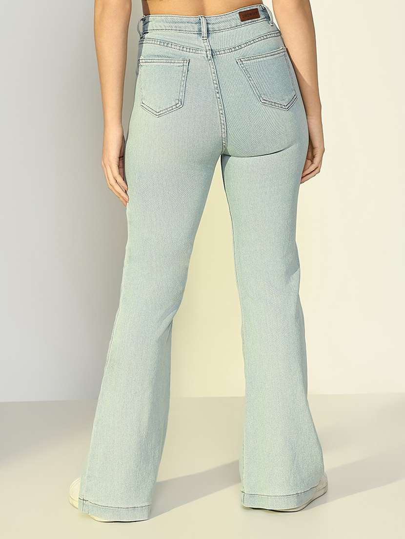 women solid high rise bootcut jean - 21643176 - Standard Image - 3