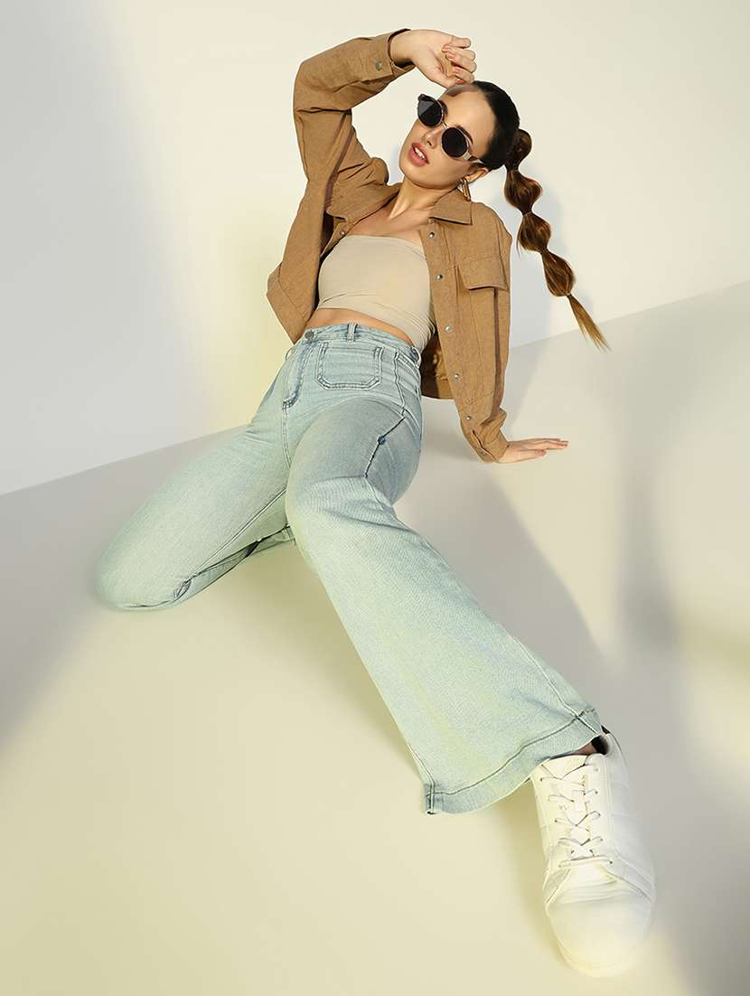 women solid high rise bootcut jean - 21643176 - Standard Image - 5