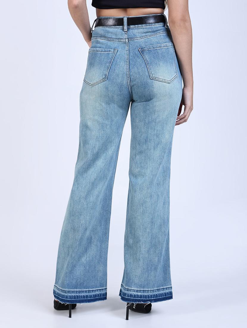 women solid high rise wide leg jean - 21643177 - Standard Image - 3
