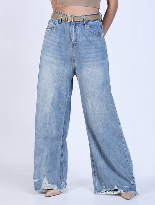 women solid high rise wide leg jean - 21643178 -  Standard Image - 0