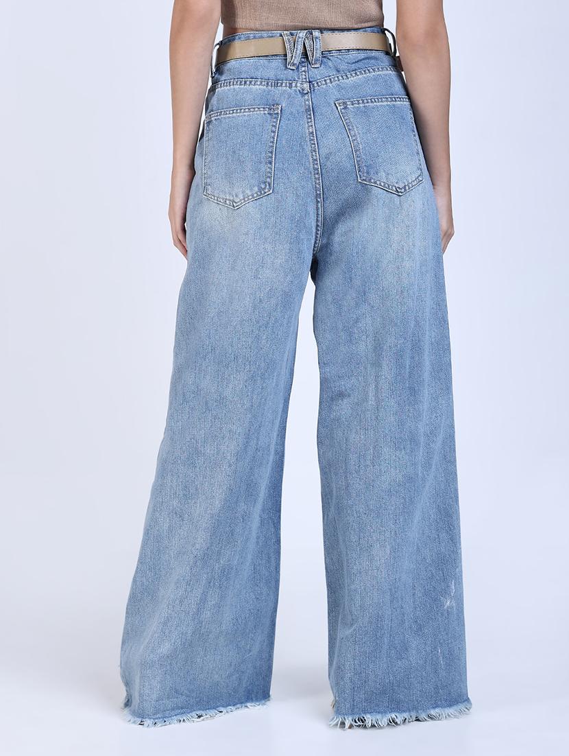 women solid high rise wide leg jean - 21643178 - Standard Image - 3