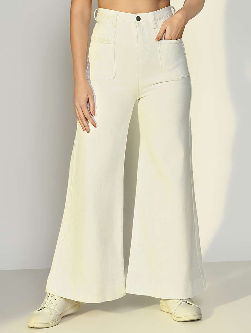 women solid high rise wide leg jean - 21643179 - Zoom Image - 0