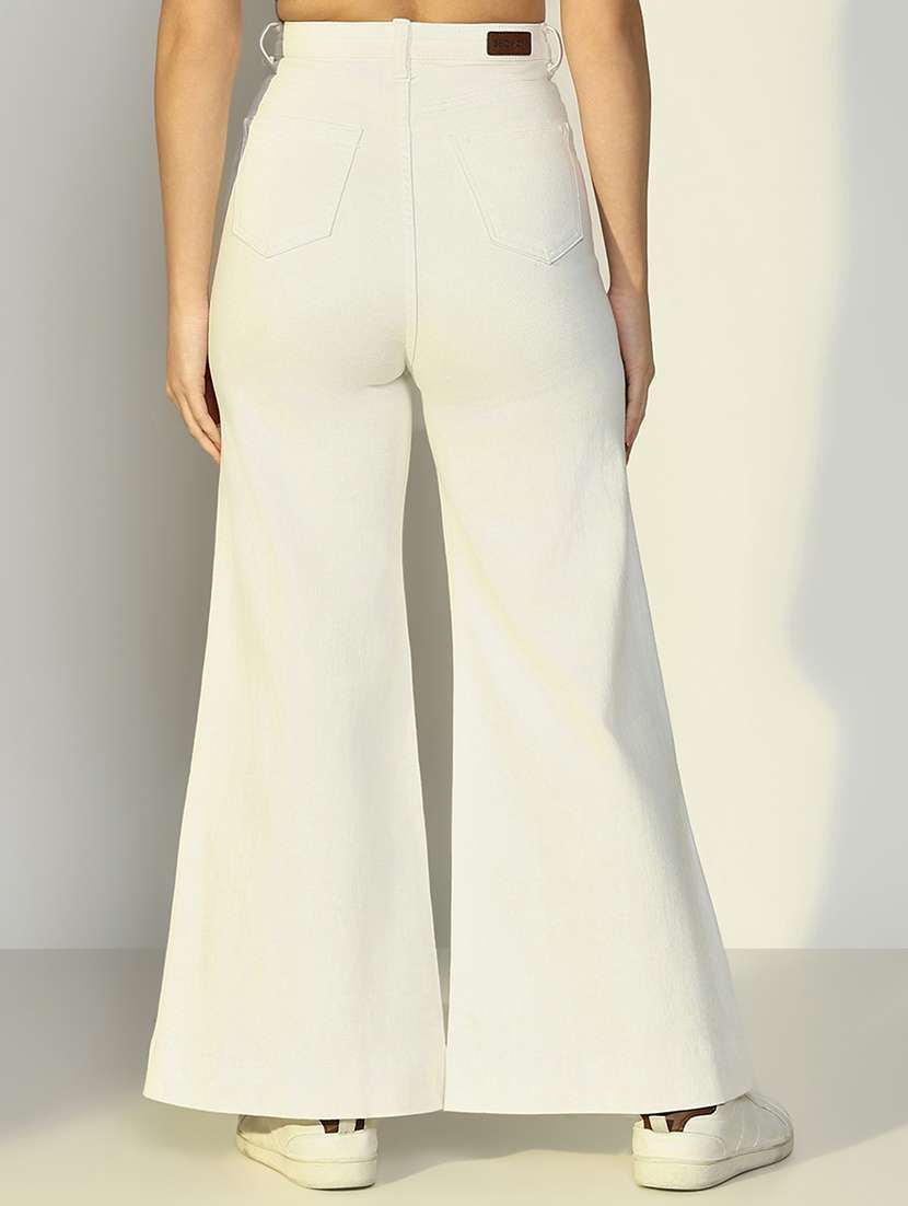 women solid high rise wide leg jean - 21643179 - Standard Image - 3