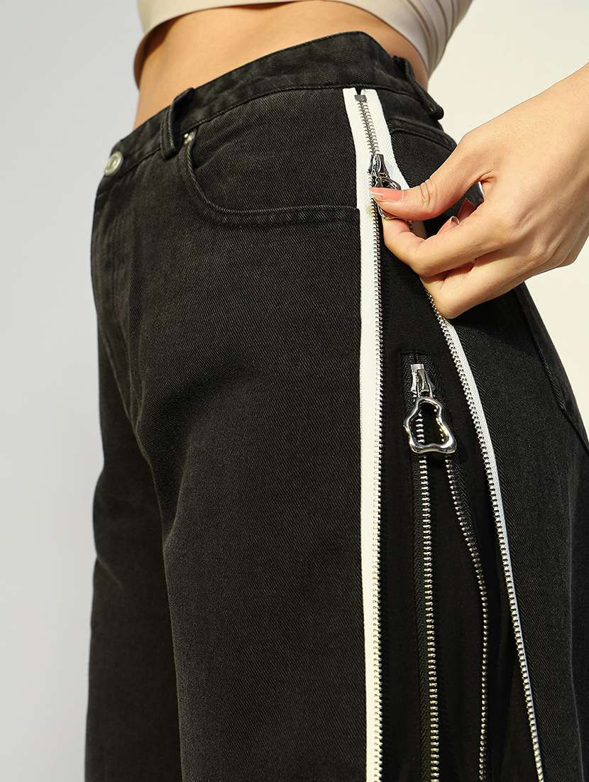 women solid high rise wide leg jean - 21643180 -  Standard Image - 5