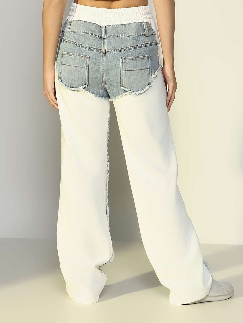 women color blocked high rise straight jean - 21643182 -  Standard Image - 3