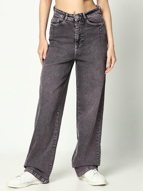 women solid high rise wide leg jean - 21643183 - Standard Image - 0