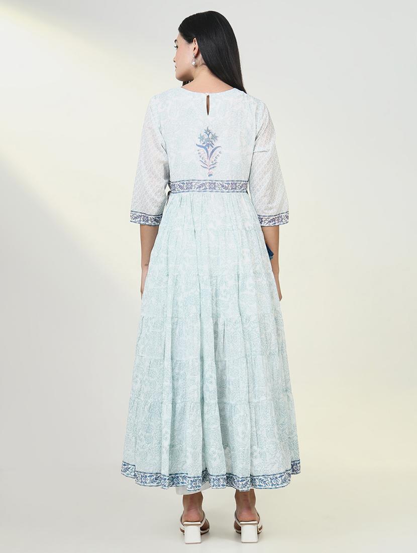 women light blue floral printed anarkali kurta - 21643193 - Standard Image - 3