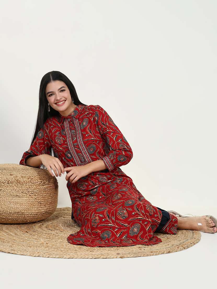 women red floral printed kurta salwar set - 21643209 -  Standard Image - 5