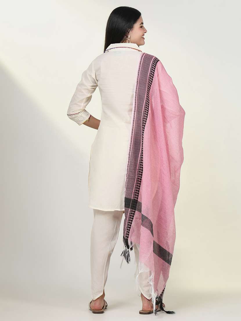 women cream embroidered dhoti kurta set with dupatta - 21643216 -  Standard Image - 3