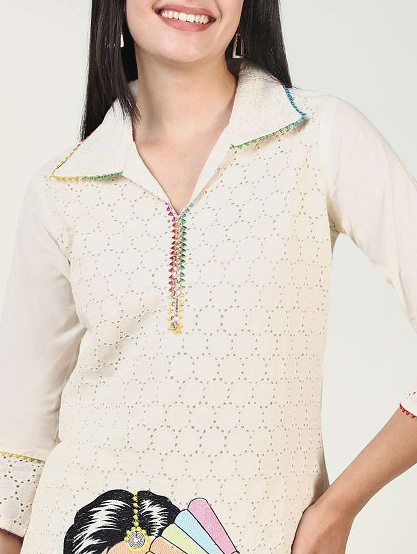 women cream embroidered dhoti kurta set with dupatta - 21643216 -  Standard Image - 5