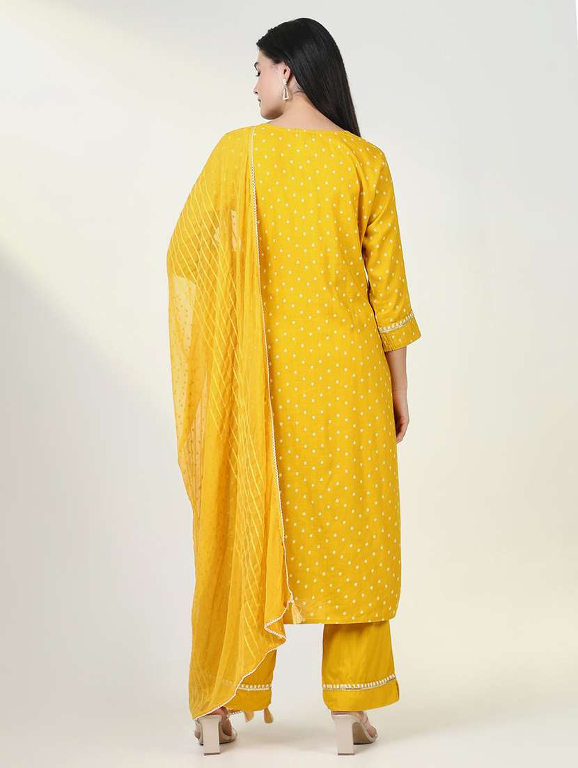 Women Three Quarter Sleeve Kurta Pant With Dupatta Set - 21643240 -  Standard Image - 3