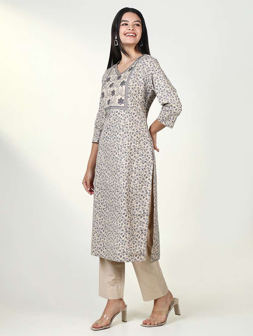 women three quarter sleeve kurta pant with dupatta set - 21643247 -  Standard Image - 5