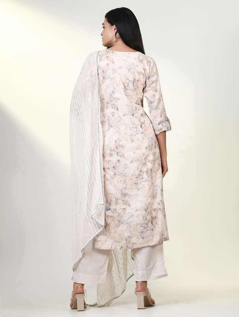 women three quarter sleeve kurta pant with dupatta set - 21643249 -  Standard Image - 3