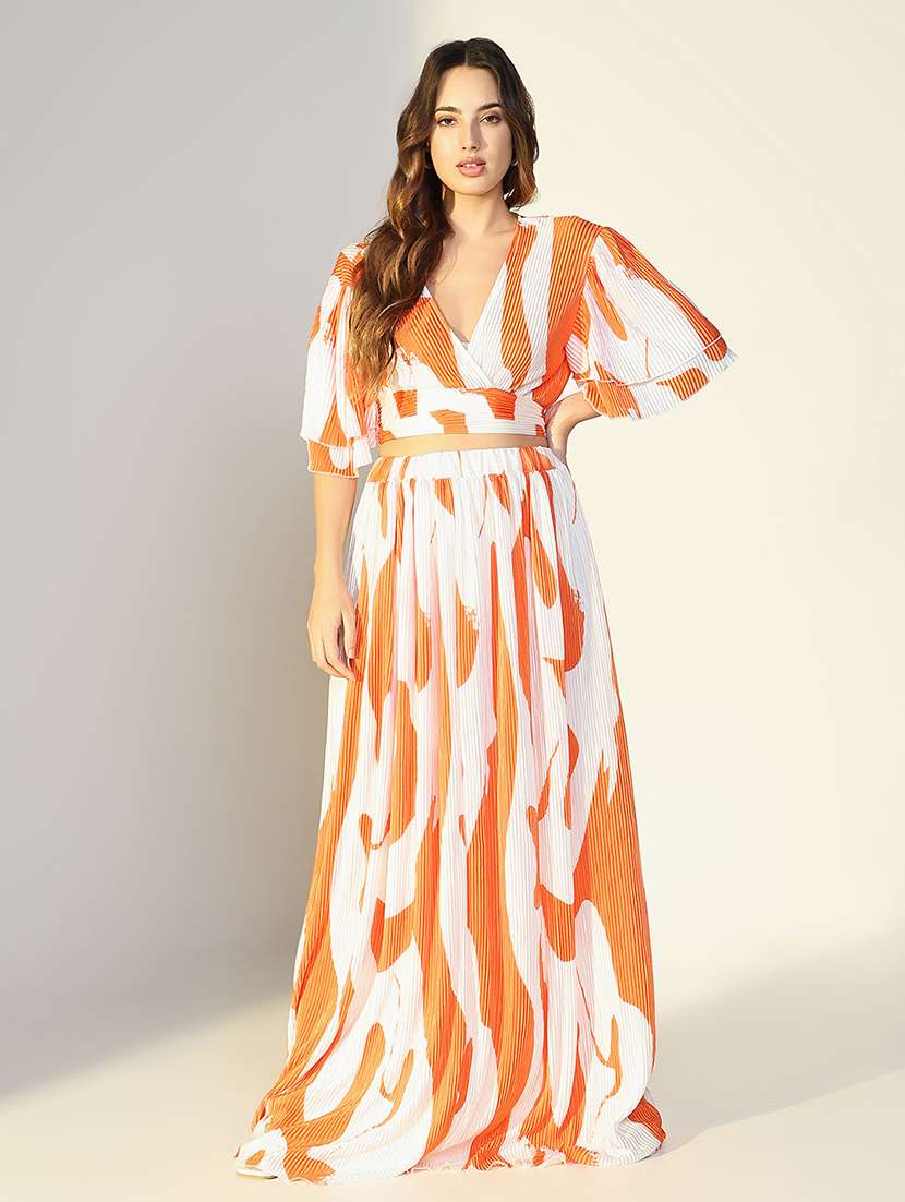 women printed top and skirt co-ord set