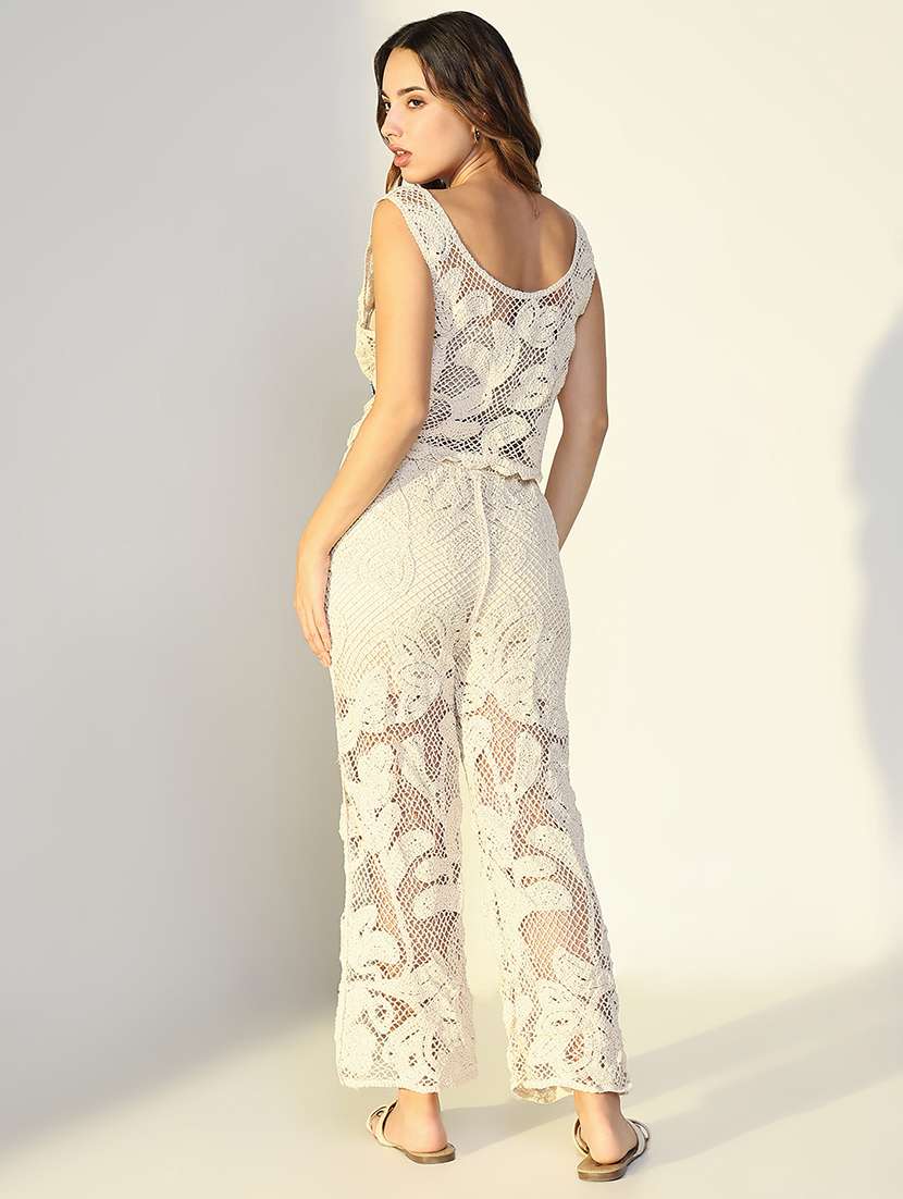 women crochet detailed top and trouser co-ord set - 21643277 -  Standard Image - 3