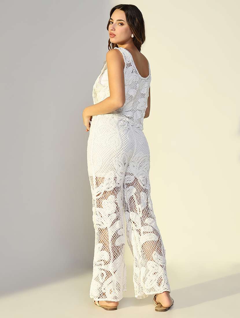 women crochet detailed top and trouser co-ord set - 21643278 -  Standard Image - 3