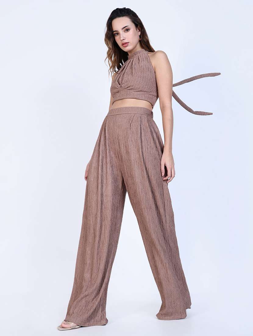 women solid top and palazzo co-ord set - 21643290 -  Standard Image - 5