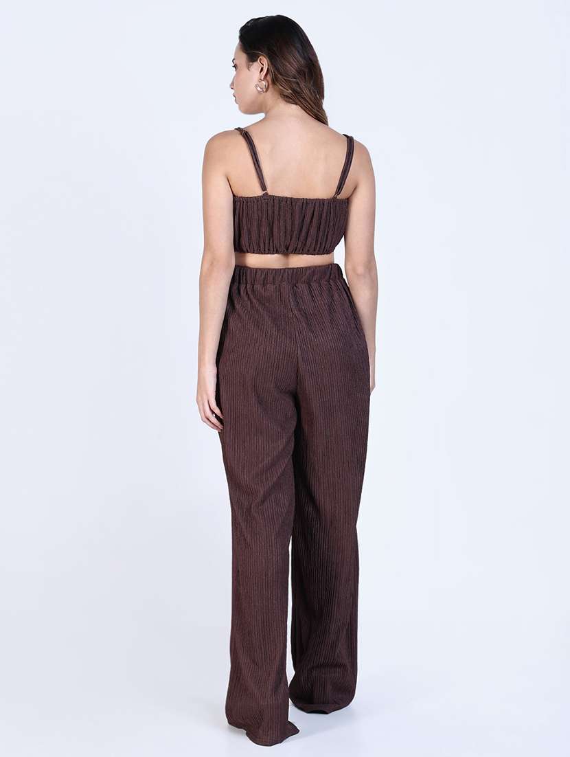 women solid top and trouser co-ord set - 21643293 -  Standard Image - 3