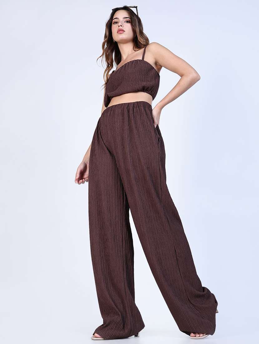 women solid top and trouser co-ord set - 21643293 -  Standard Image - 5