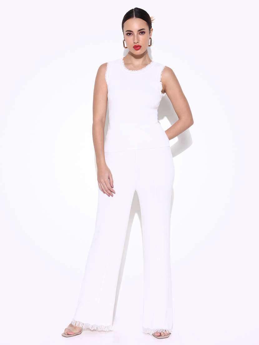 women solid top and trouser co-ord set