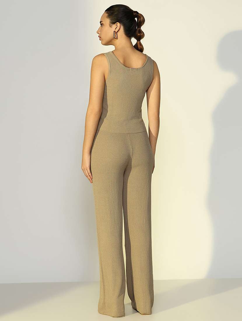 women solid top and trouser co-ord set - 21643306 -  Standard Image - 3