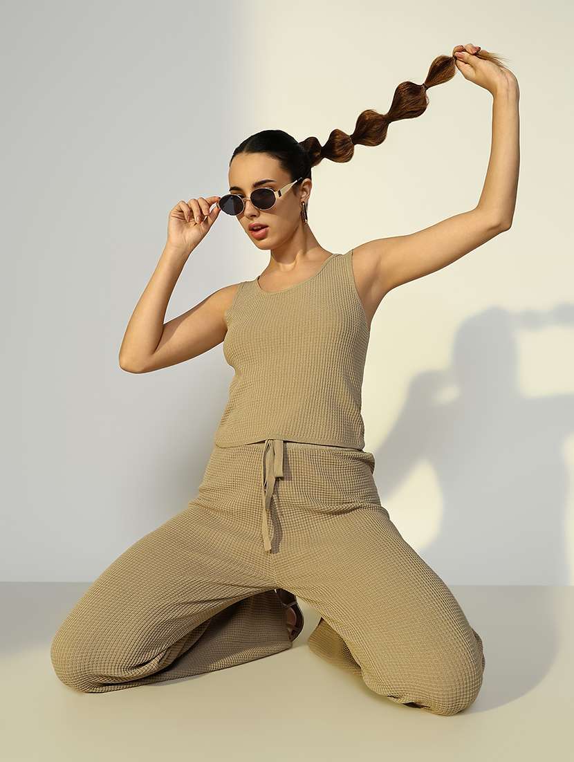 women solid top and trouser co-ord set - 21643306 -  Standard Image - 5